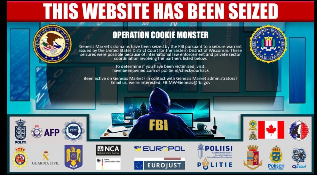 Takedown notice operation cookie monster genesis market FBI