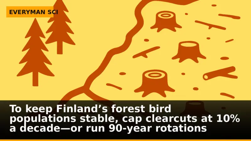 To keep Finland’s forest bird populations stable, cap clearcuts at 10% a decade—or run 90-year rotations